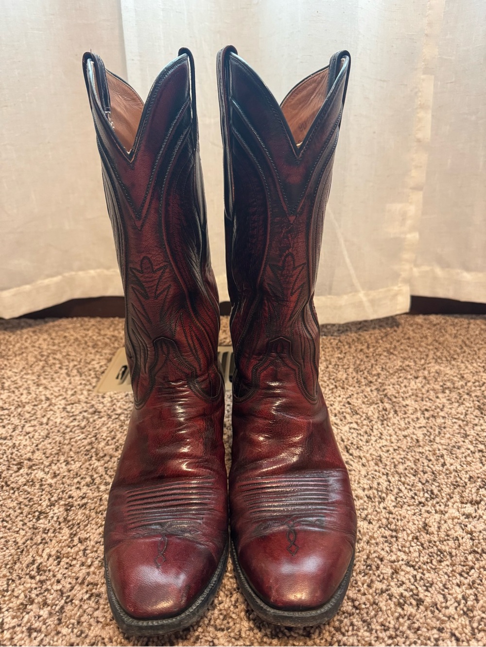 Vintage Lucchese Classics 1483 Black Cherry Santini Goat Cowboy Boots